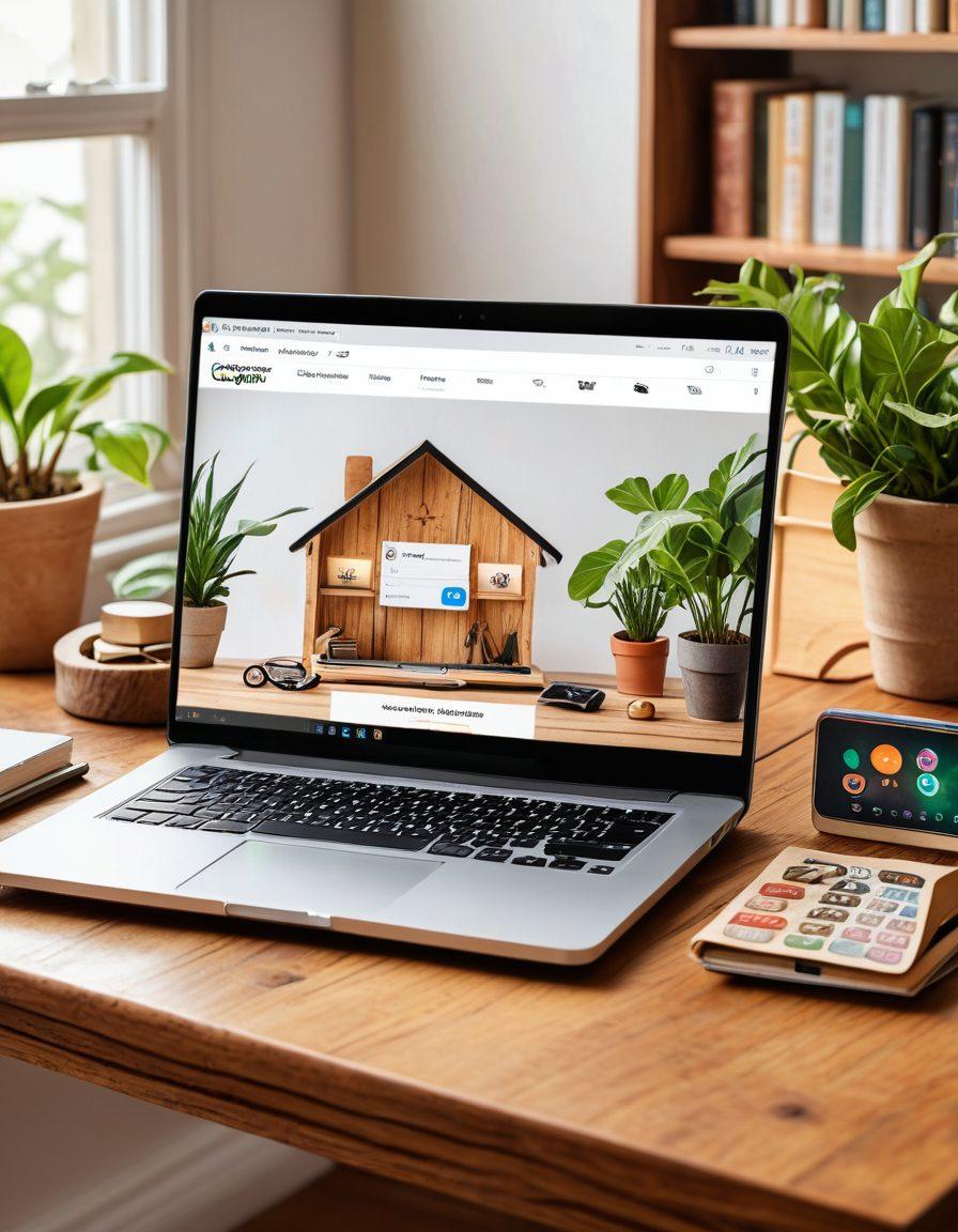 An open laptop on a wooden desk, with a bright light illuminating a blog page filled with eye-catching graphics and limited-time offer banners. A glowing key symbol hovers above the laptop, representing the unlocking of savings. Surrounding the desk are vibrant money symbols and clocks, indicating urgency and special deals. The background features a soft-focus of a cozy home office with plants and art to create a welcoming atmosphere. super-realistic. vibrant colors. white background.